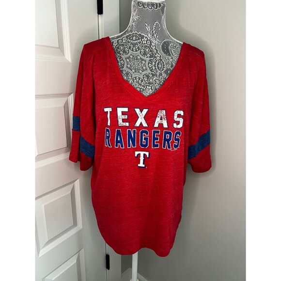 Texas Rangers Crop Top Tee One Shoulder size 2X Womens Baseball Top New Era - Picture 4 of 7